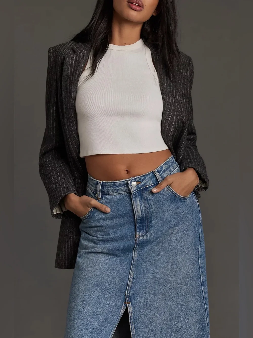 Pilcro Madi Front-Slit Denim Maxi Skirt - Size 14 - Picture 2 of 9